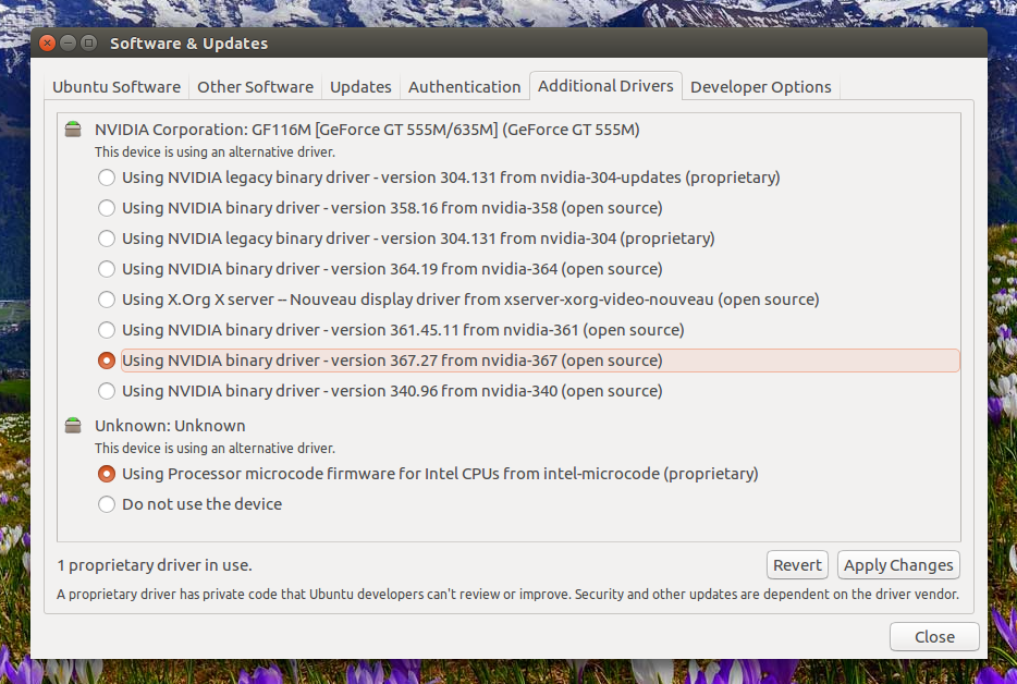 software-updates-drivers nvidia driver ppa