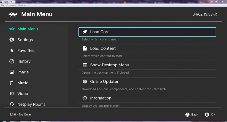 retroarch 1.8.5 menu