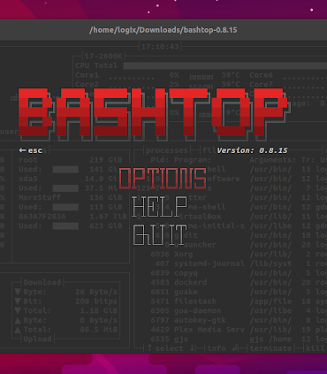 bashtop menu