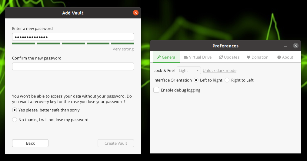 cryptomator 1.5.0 add vault