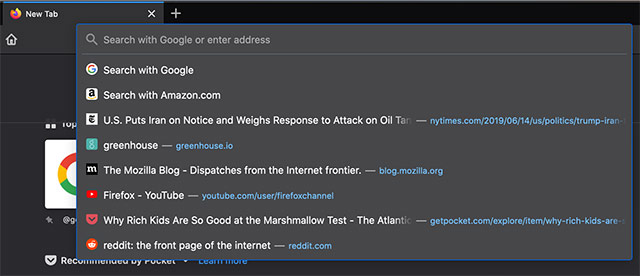 mozilla firefox 75 barra ricerca