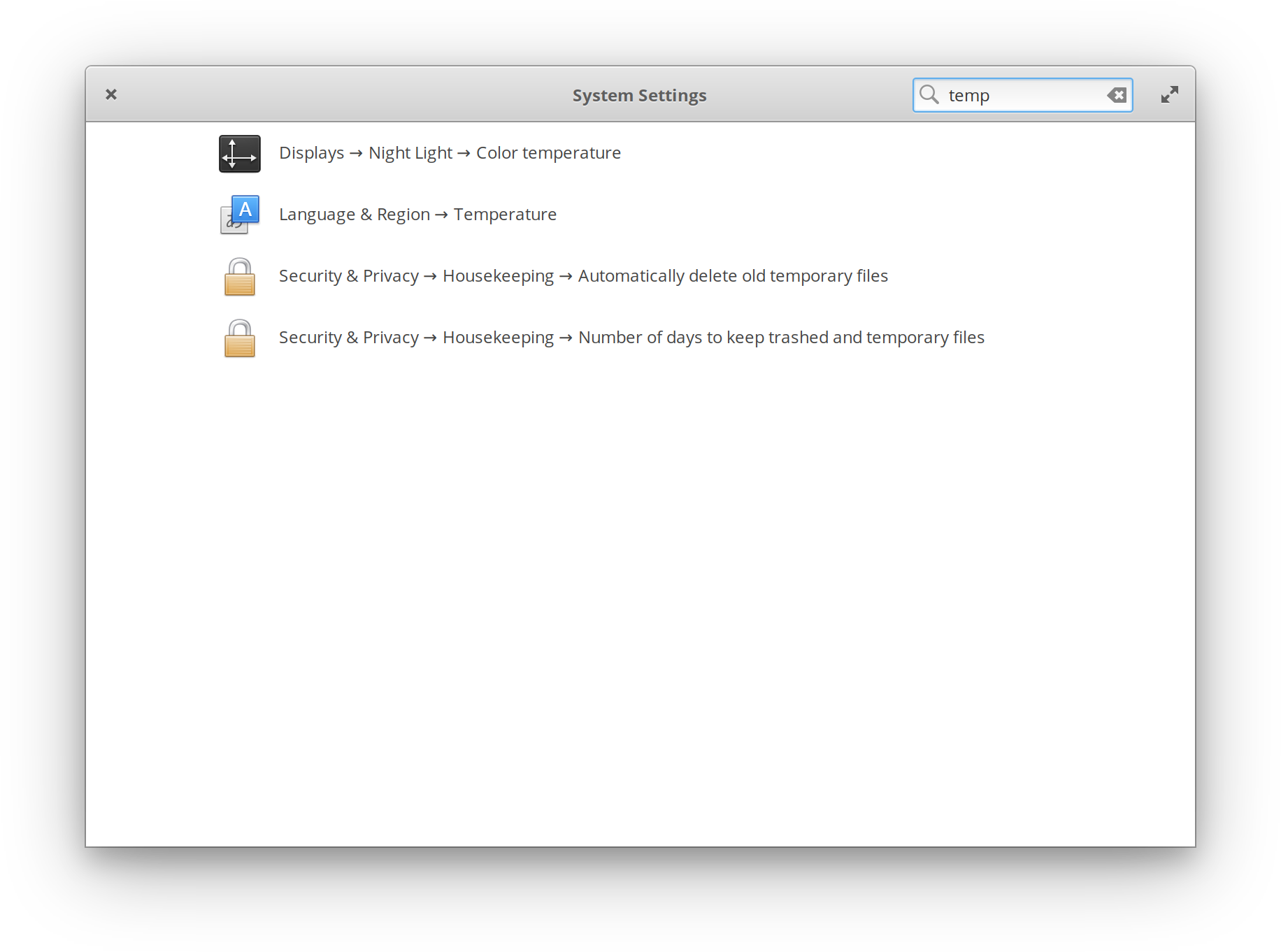 elementary OS 5.1.4: la distro è sempre più moderna, responsive, pulita 5 system settings search