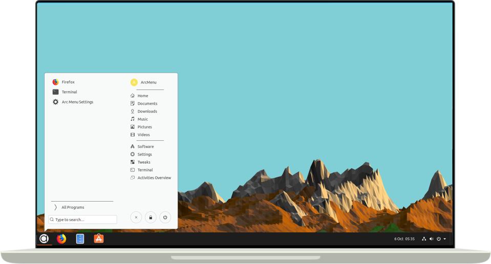 arc menu 47 gnome shell