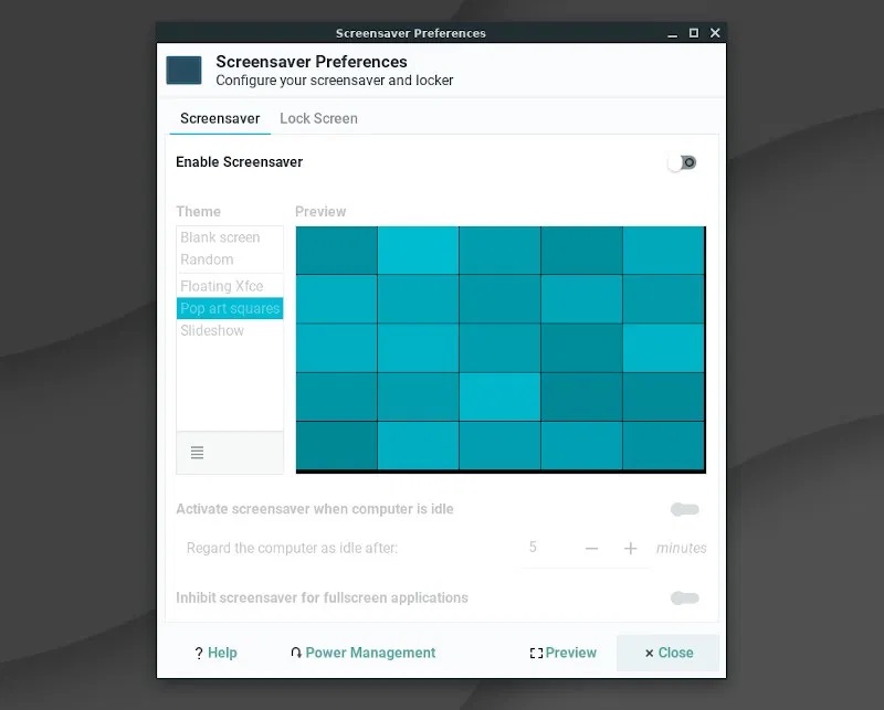 Linux Lite screensaver preferences