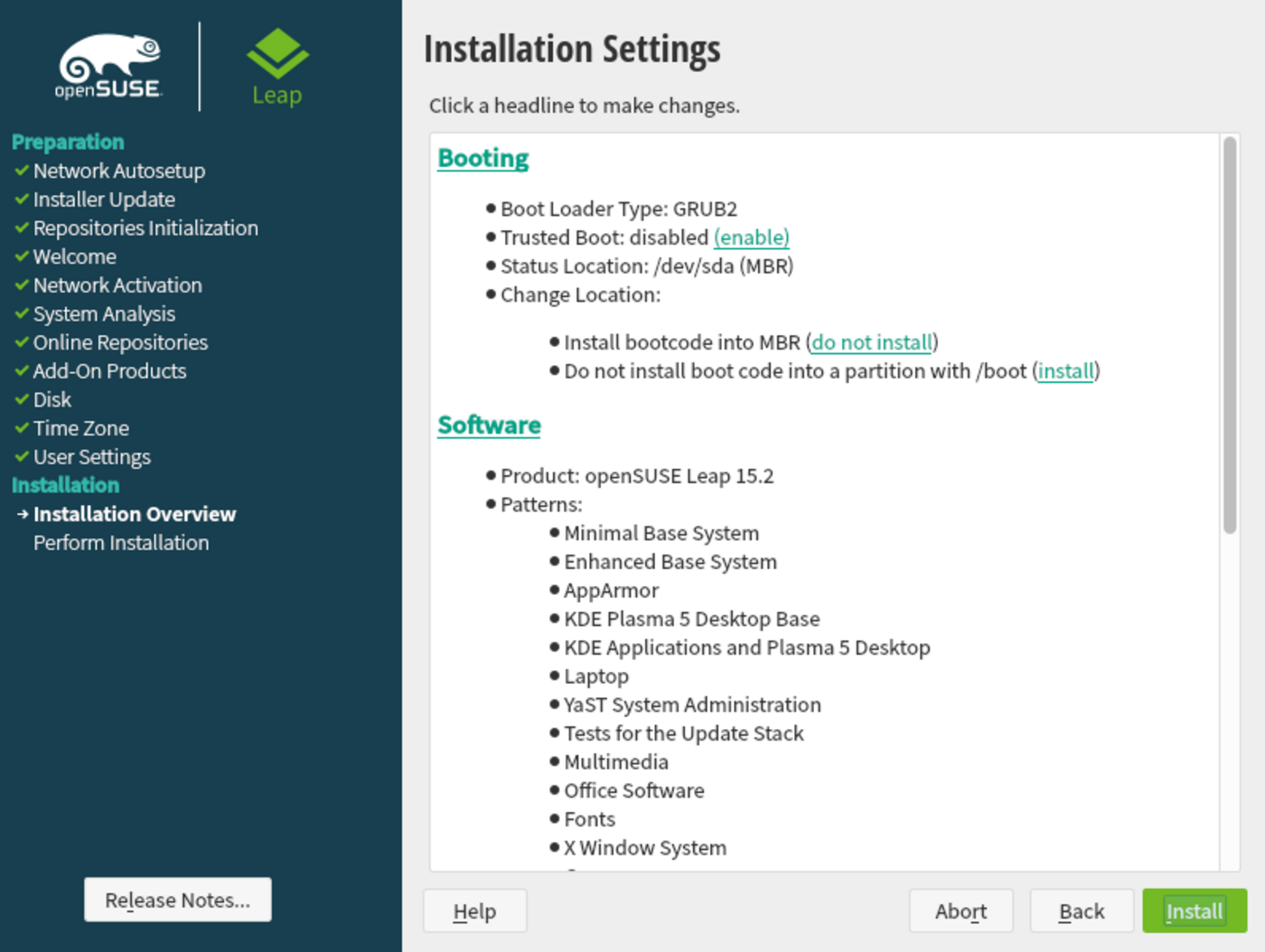 opensuse leap 15 2 installer