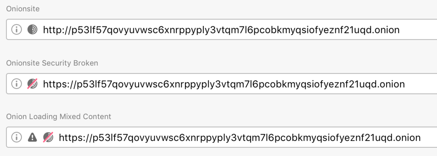TOR: Security Indicators nella URL Bar