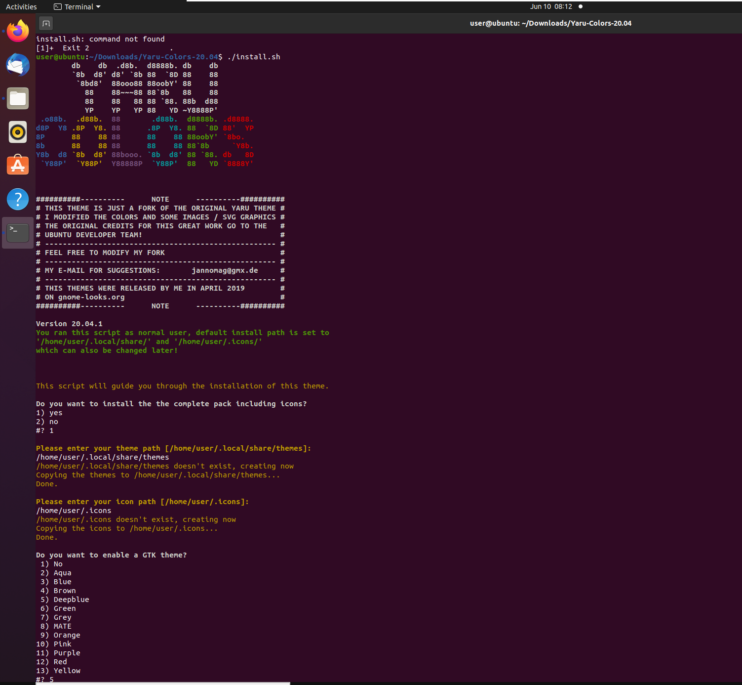 Yaru Colors Pack si aggiorna: ammodernate il vostro desktop Linux! 9 Lo script di Colors