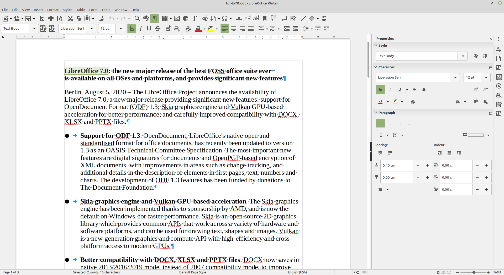 LibreOffice7 Writer StandardToolbar
