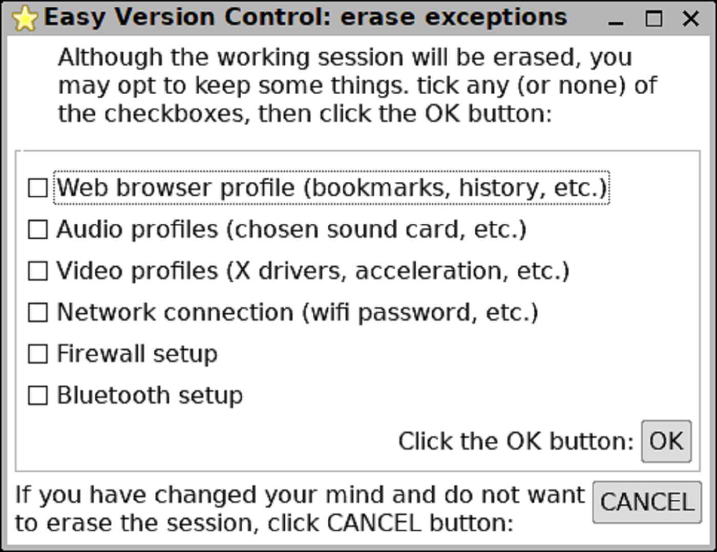 easyos session eraser