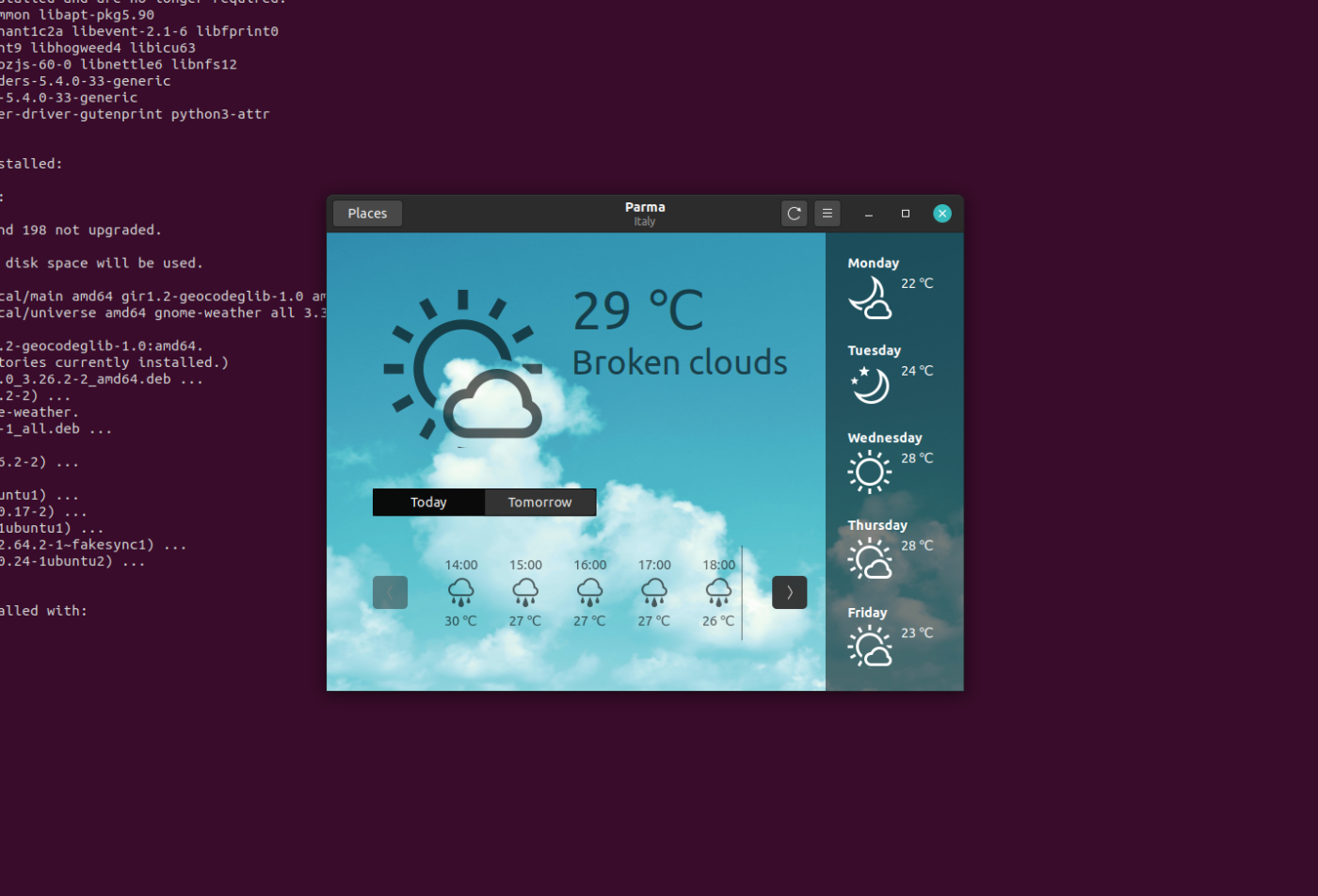 Weather in the clock porta il meteo nel Menu di Ubuntu