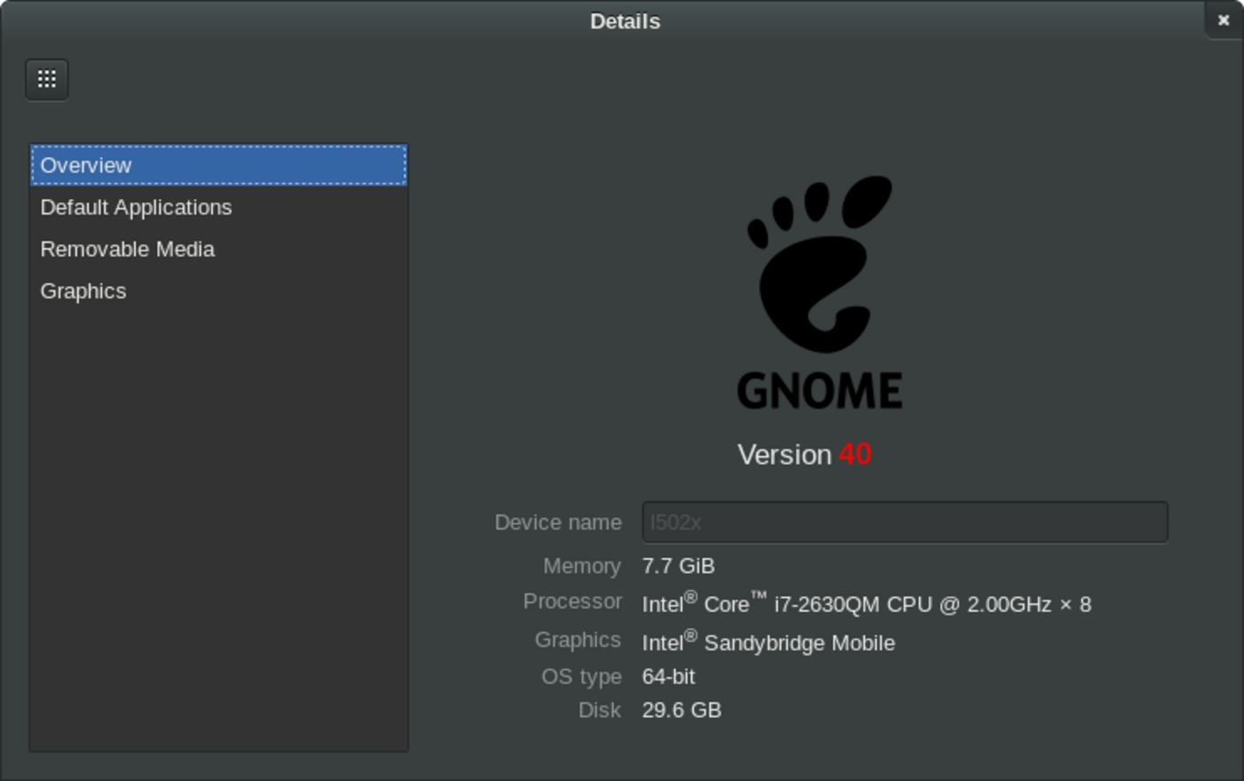 gnome 40 nuova numerazione