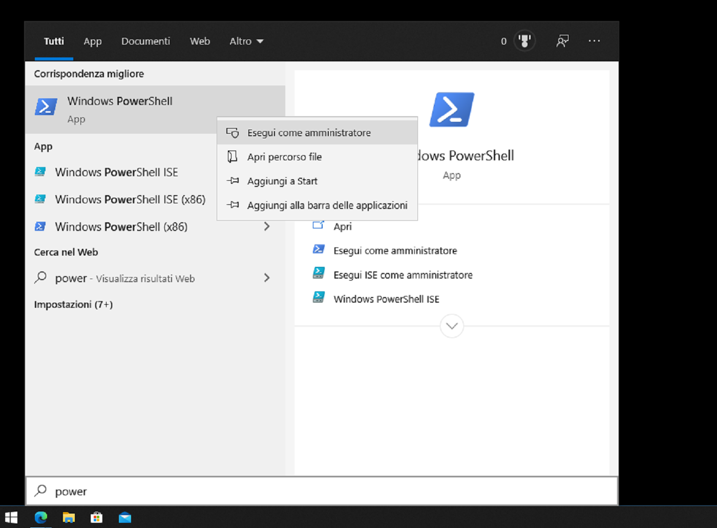 powershell amministratore