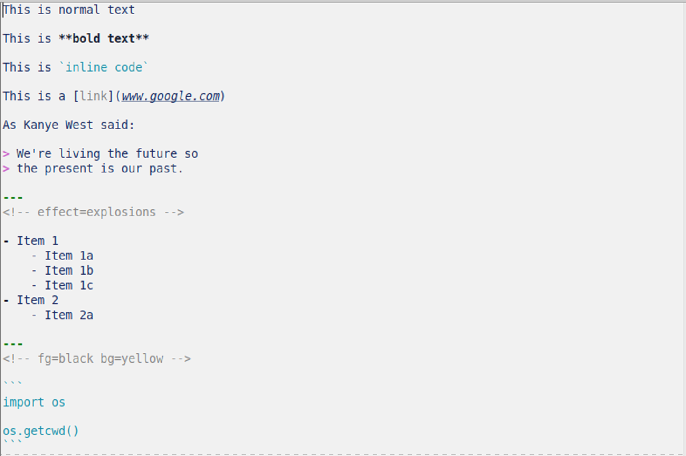 Present, realizzare e riprodurre presentazioni da terminale
