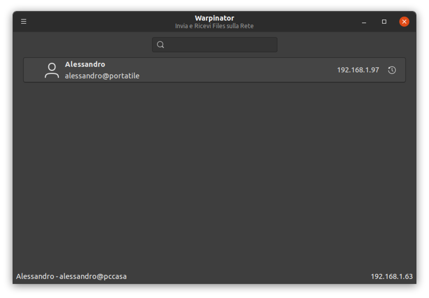 warpinator ricerca utenti