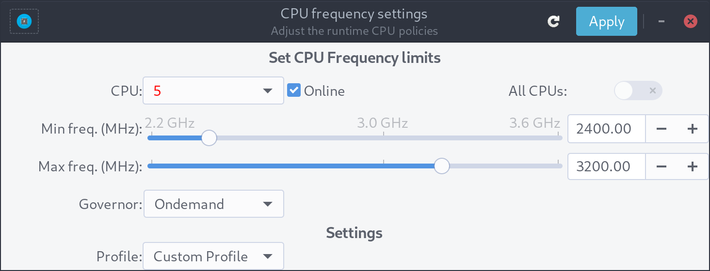 Linux: come cambiare frequenza della CPU e governor con Cpupower-gui 2 Cpupower gui