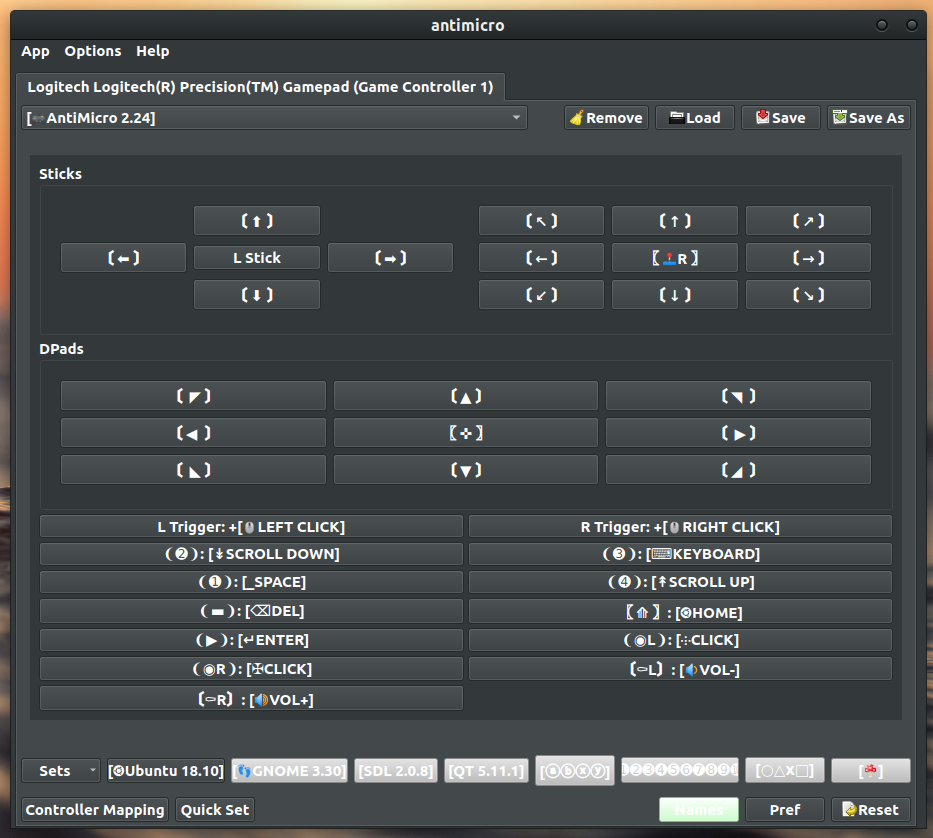 Gaming on Linux AntiMicroX permette di configurare il Joystick/Gamepad