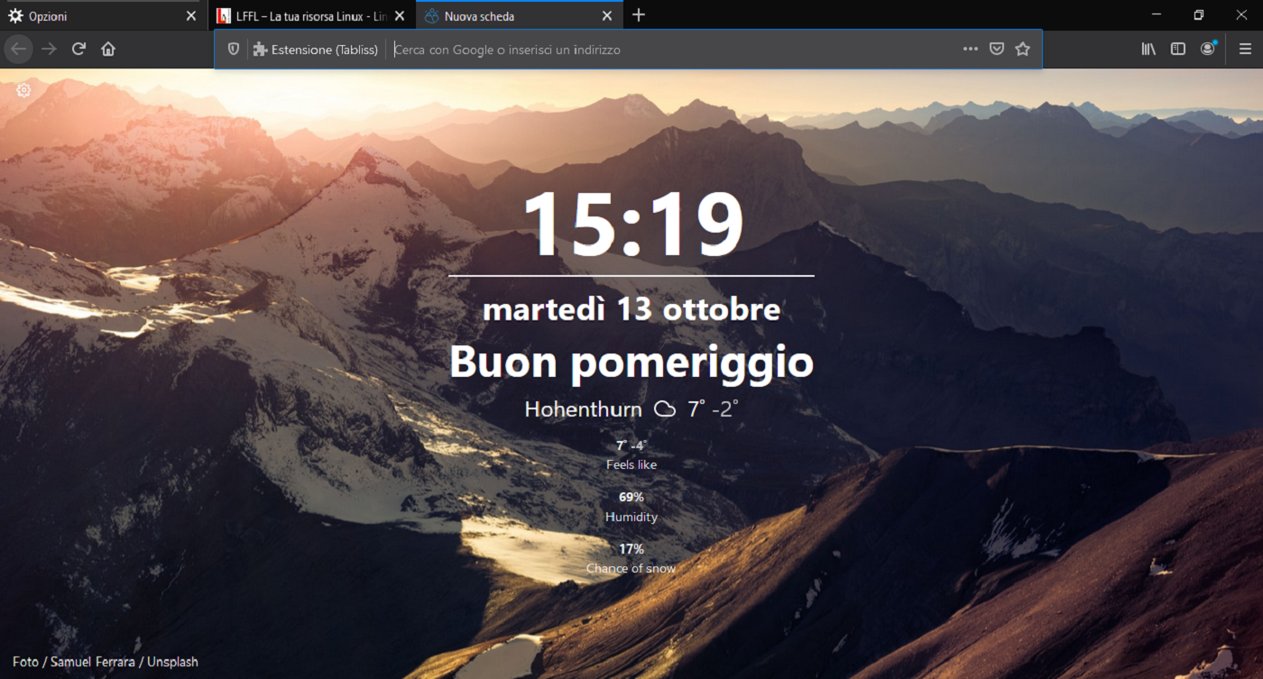 mozilla firefox nuova scheda tabliss