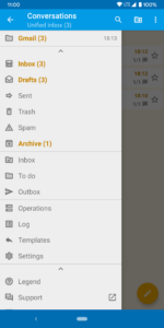 fairemail open source android mail client menu