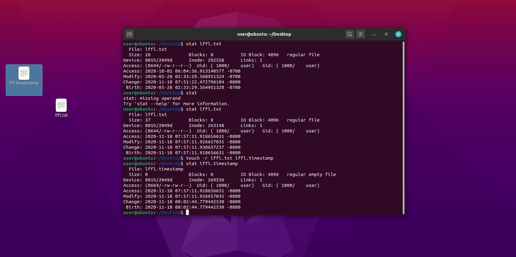 lffl timestamps linux stat 2