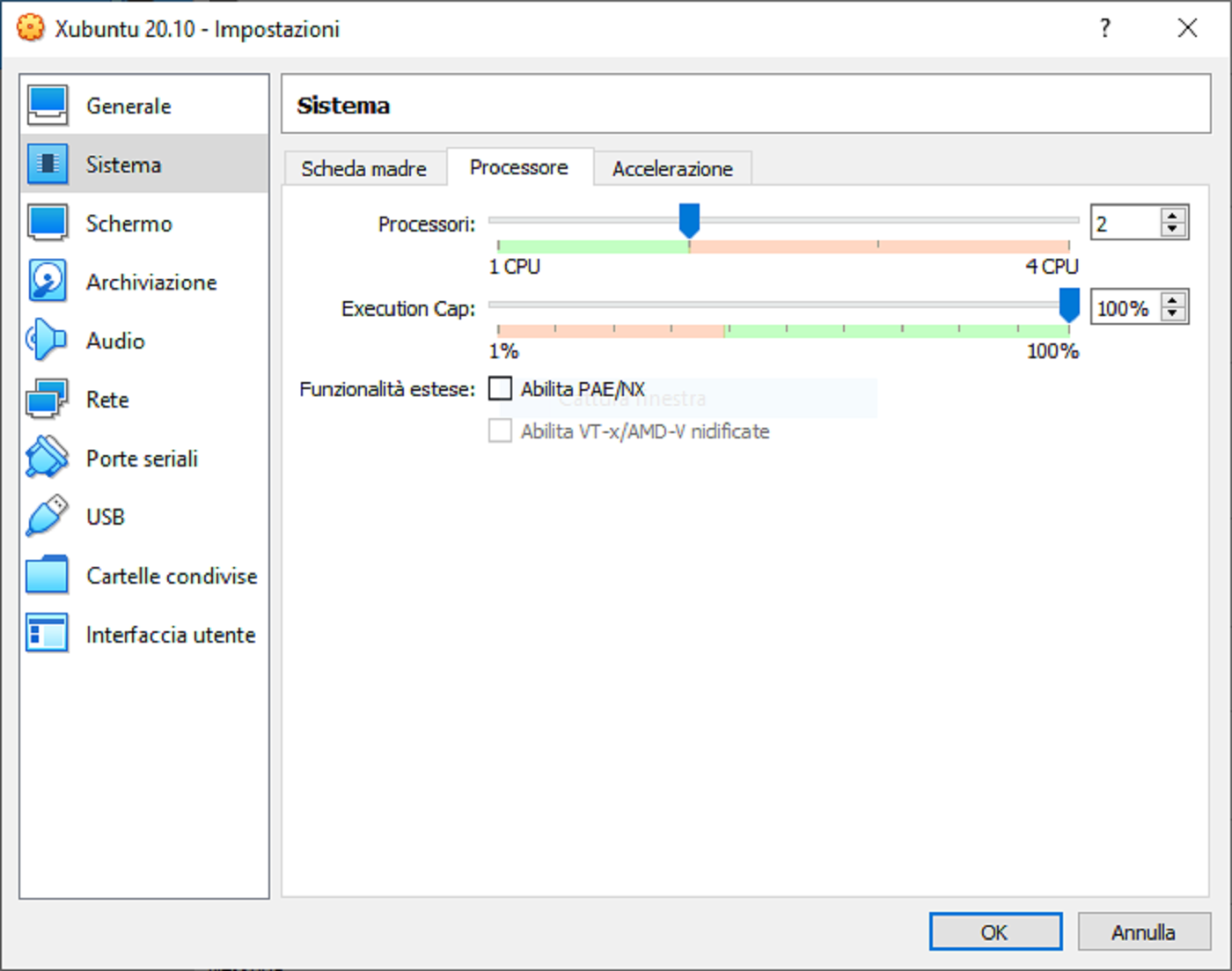 virtualbox core settings