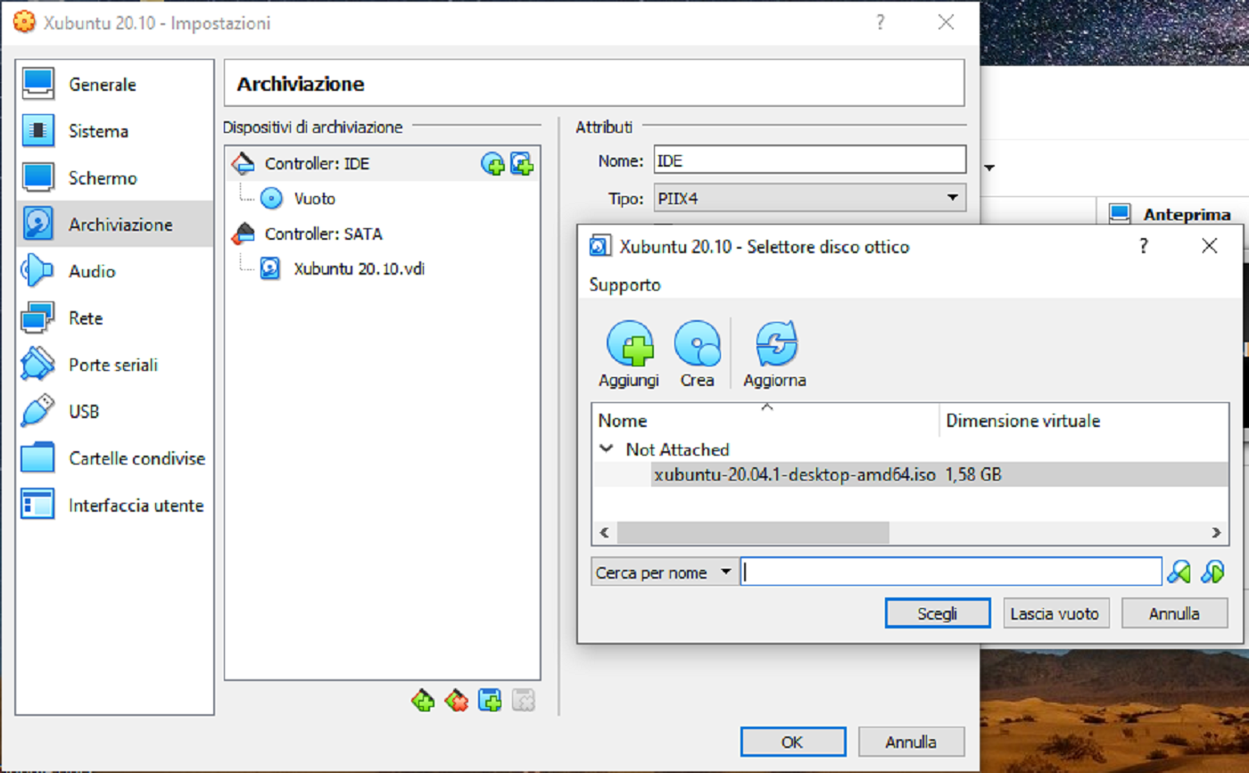virtualbox disco avvio