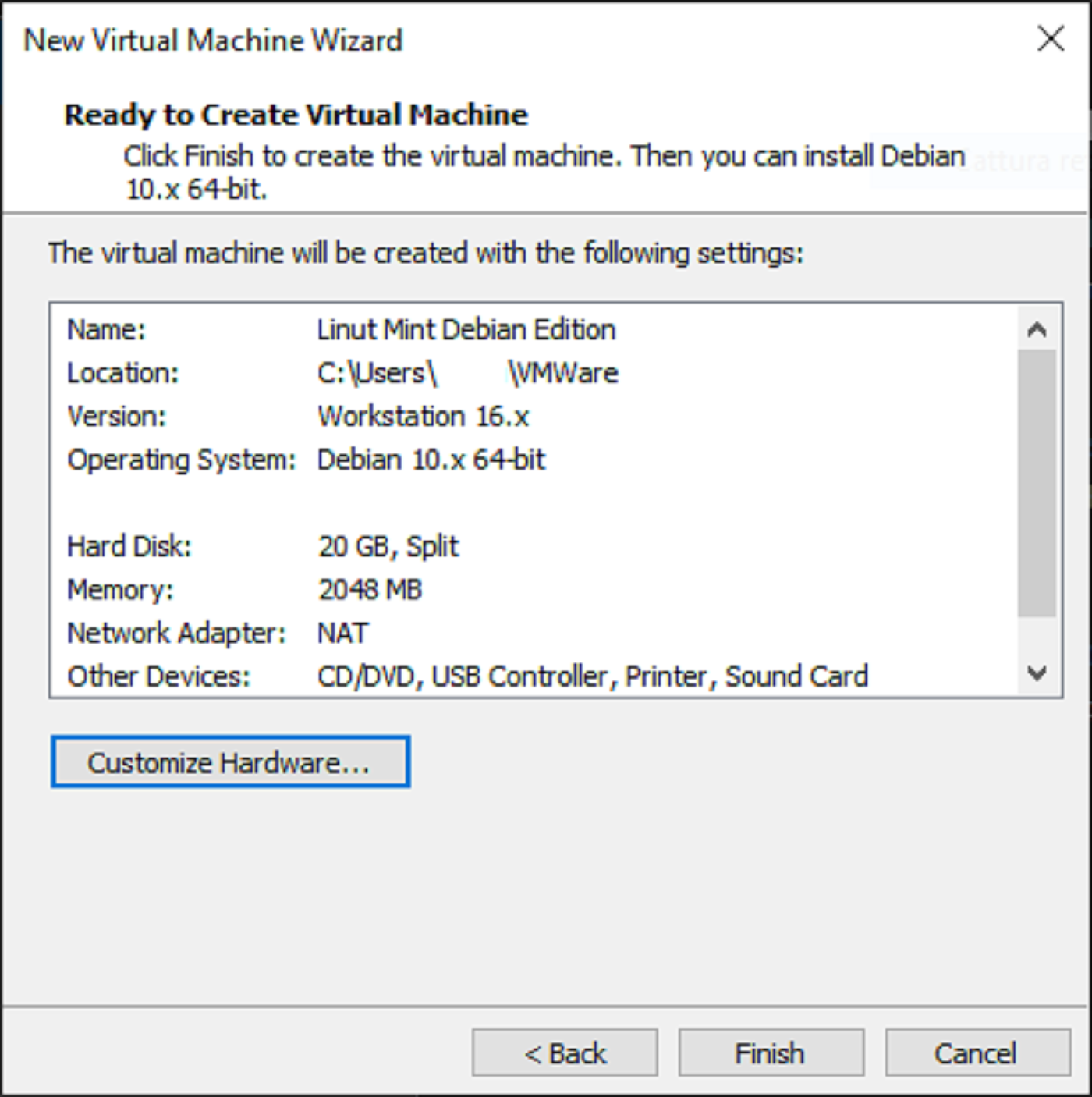vmware customize hardware guest
