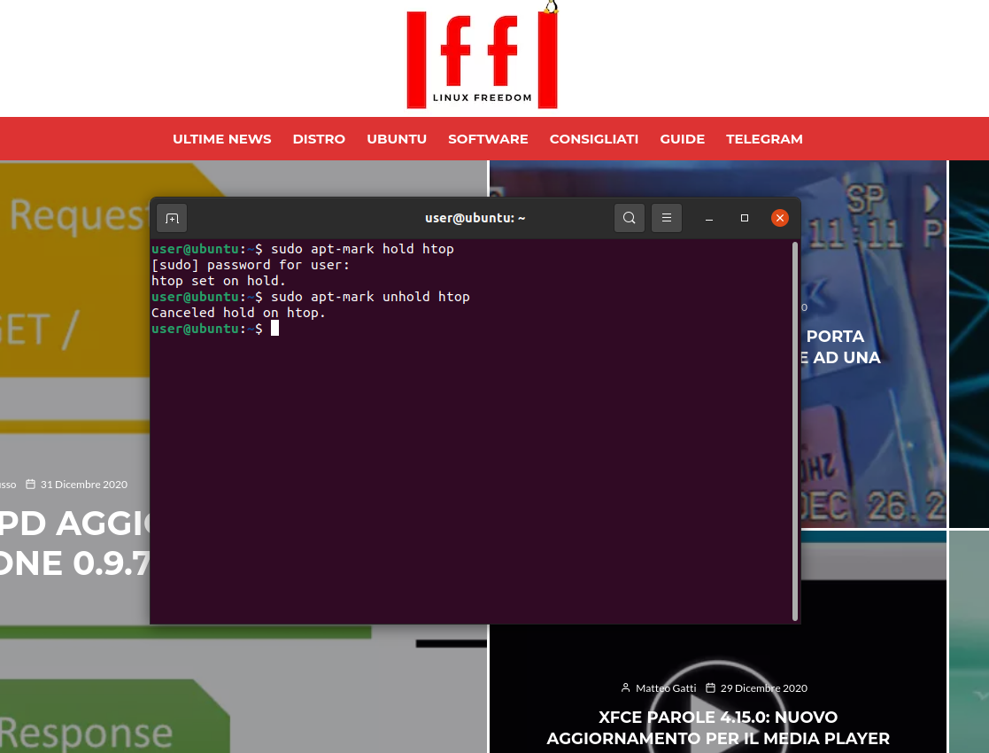 [GUIDA] Come impedire l’update di un package su Ubuntu / Debian