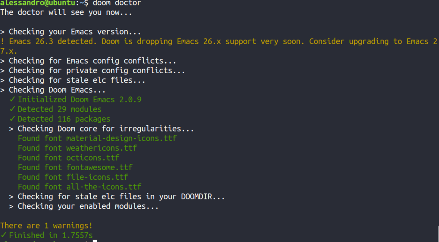 doom emacs doctor