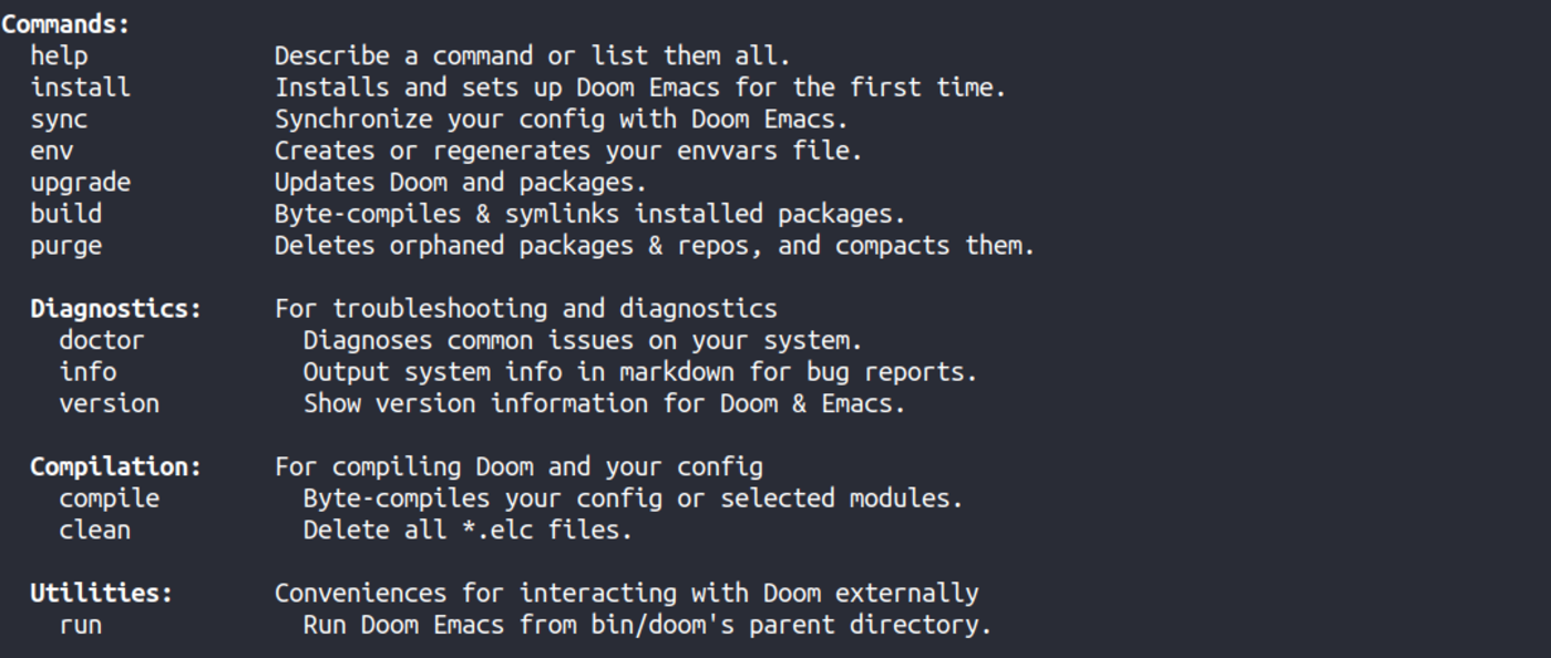 bin/doom help