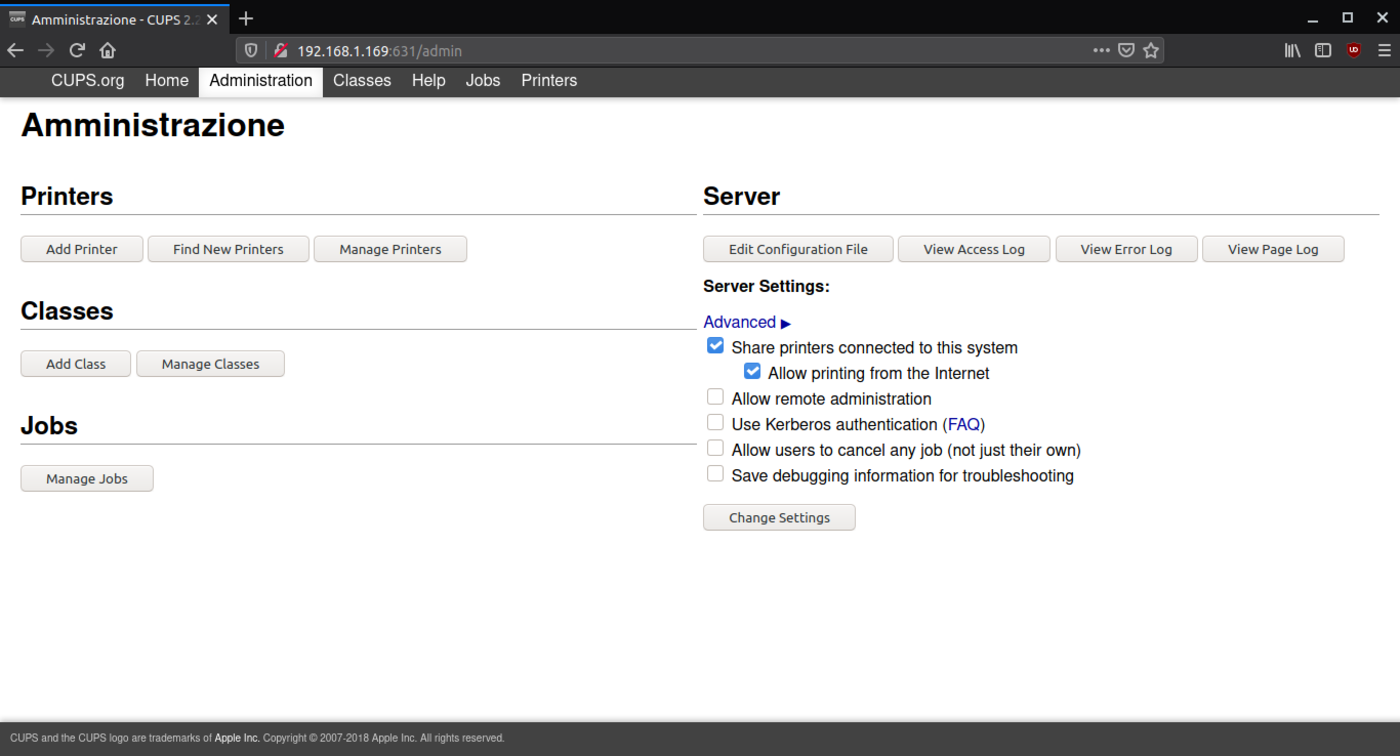 cups gnu/linux client