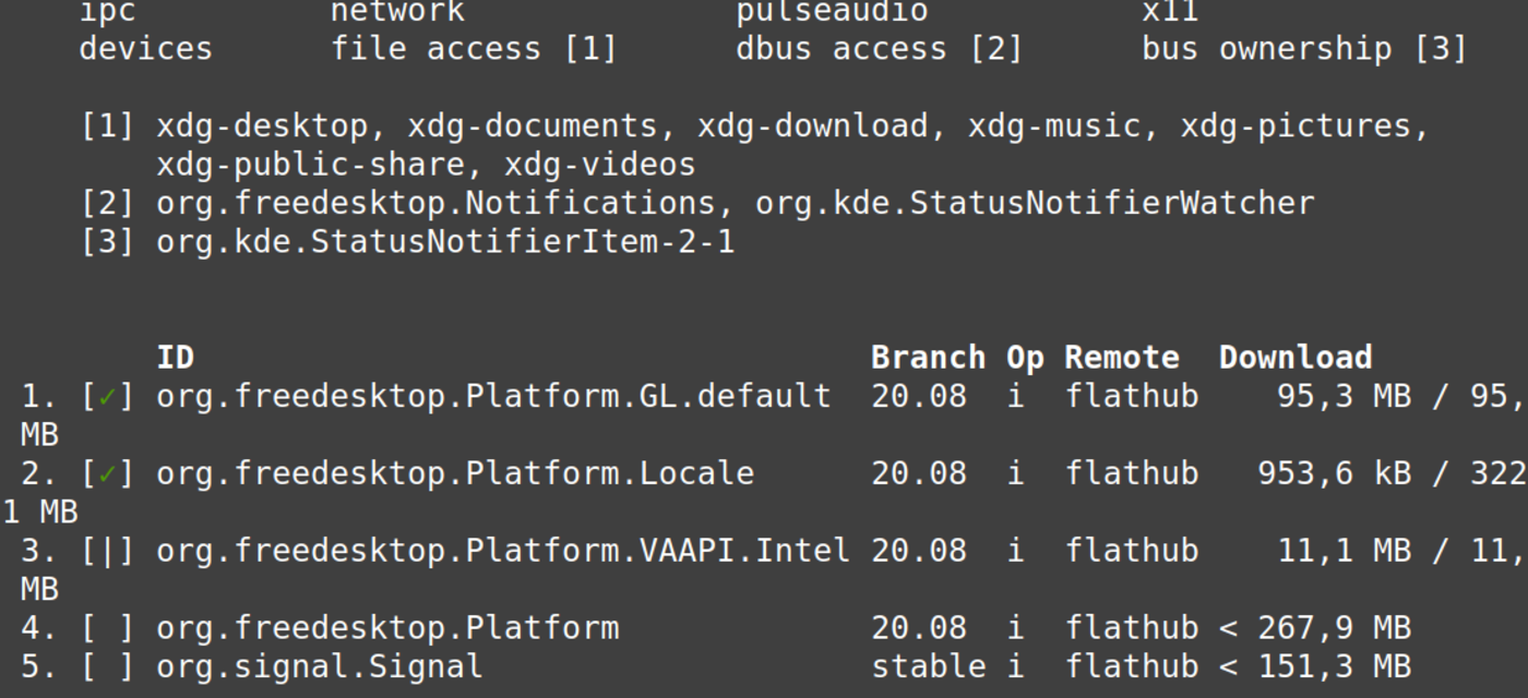 signal flatpak required modules open source privacy
