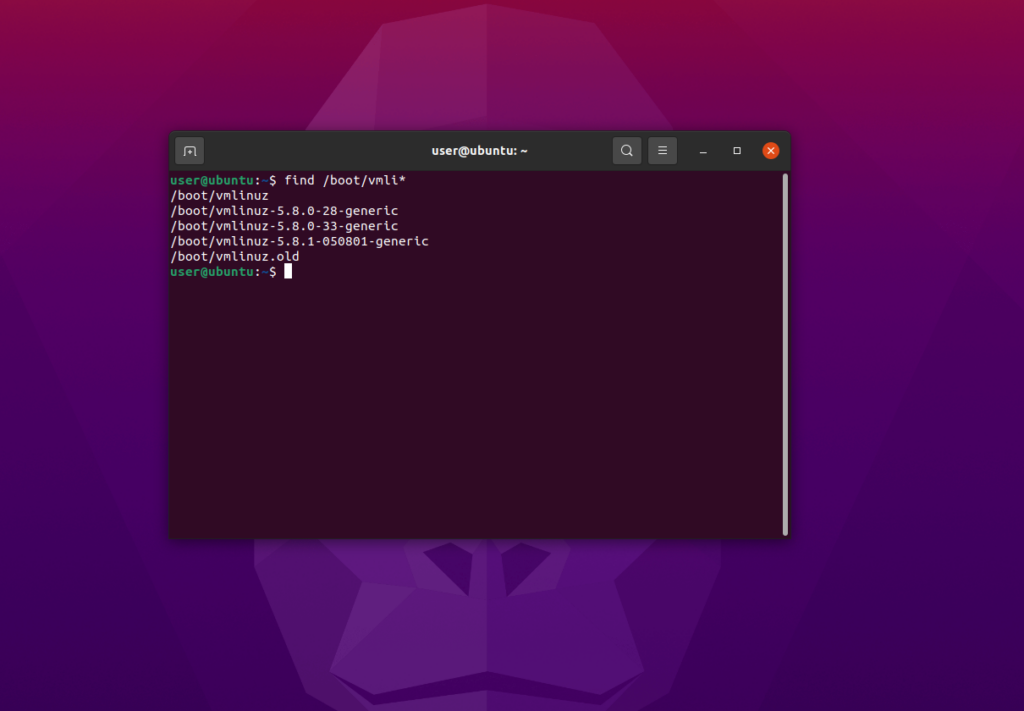 kernel linux output ubuntu