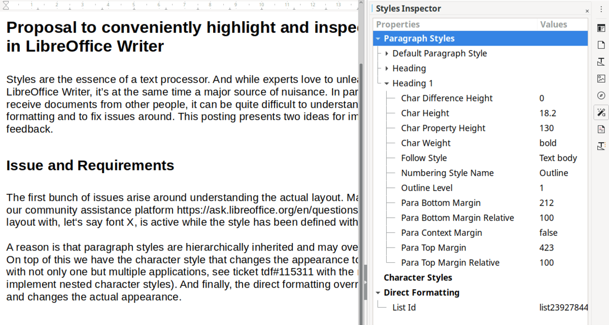 style selector libre office 7.1