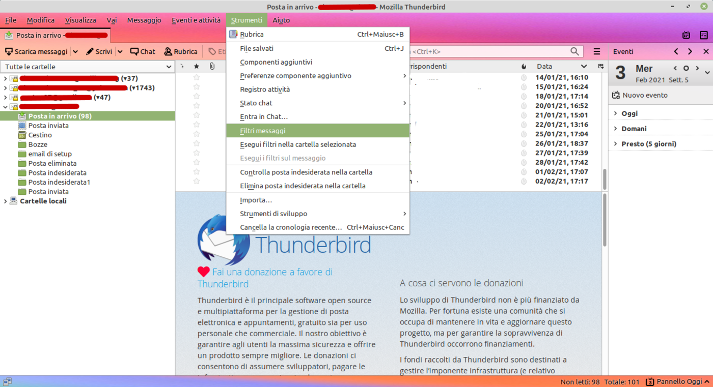 mozilla thunderbird filtro