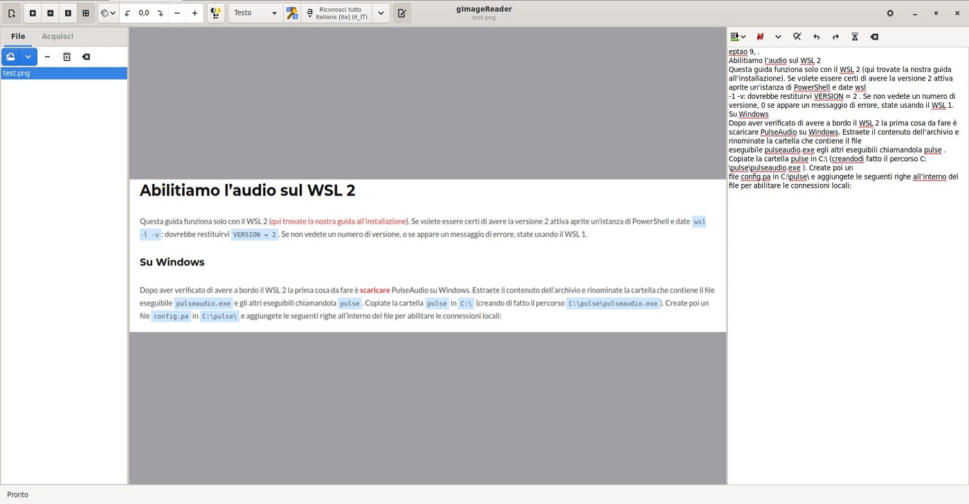 gImageReader, come estrapolare un testo da PDF ed immagini su Linux
