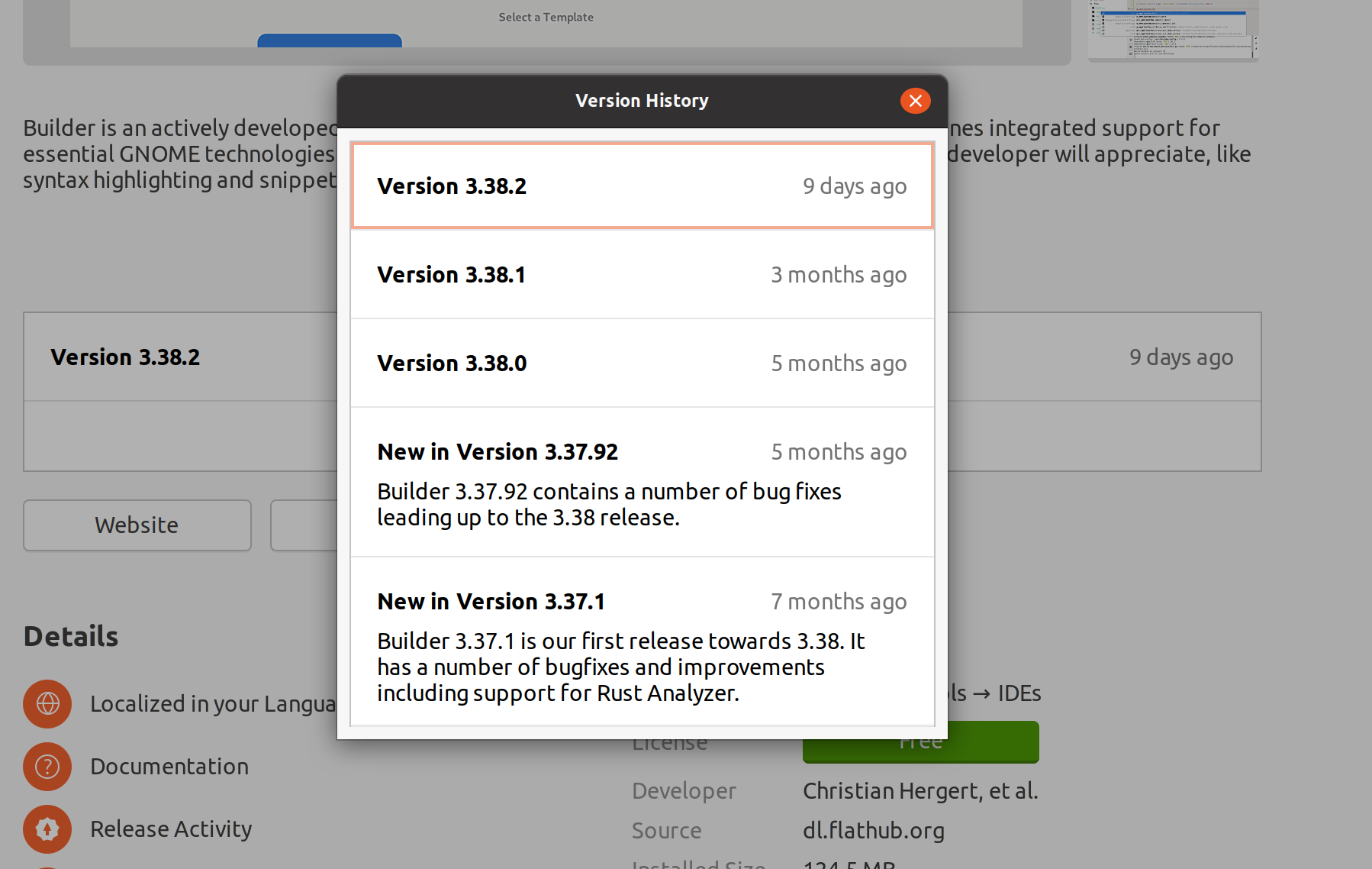 gnome software version history