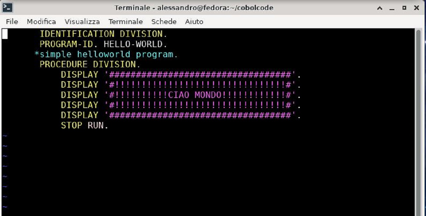 [Guida] COBOL: ecco come utilizzare il linguaggio in Fedora