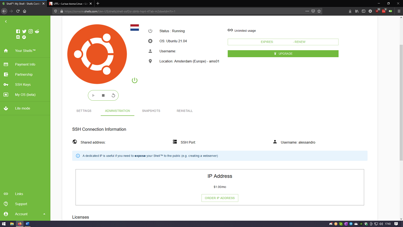 shells ip dedicato