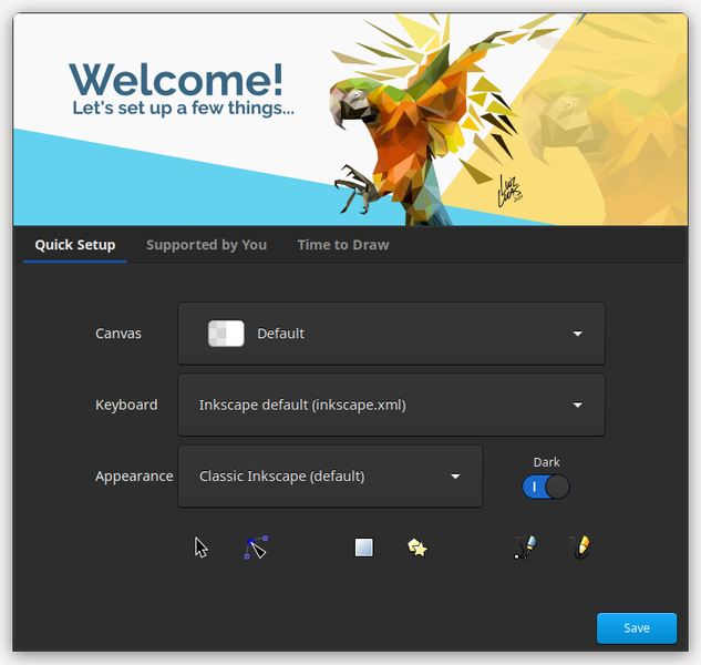 welcome screen inkscape 1.1