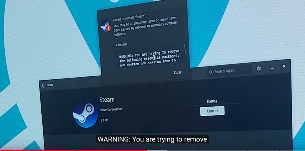 linus pop!_os steam bug