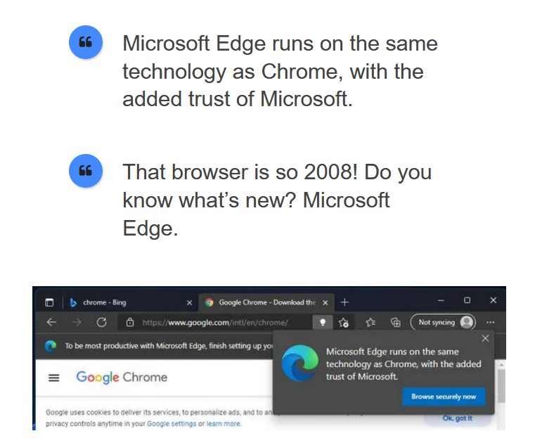 Edge, pop-up contro Chrome (anche su Linux): che brutta prassi, Microsoft!