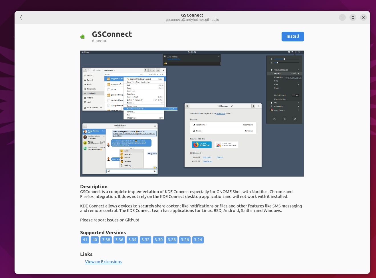 extension manager ricerca app